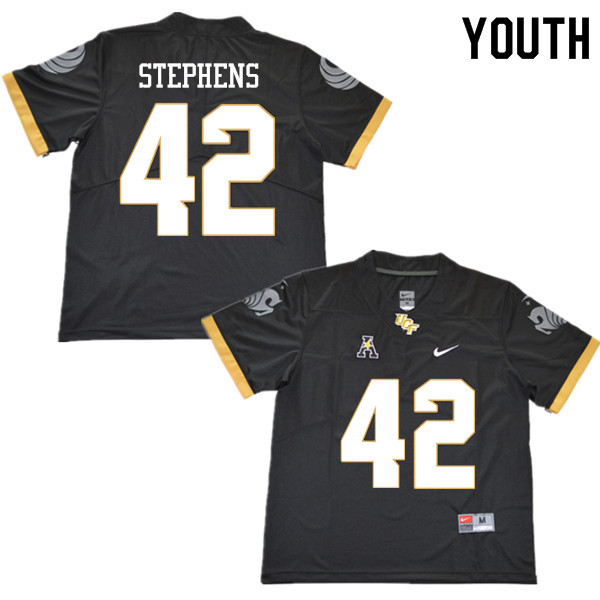 Youth #42 Riley Stephens UCF Knights College Football Jerseys Sale-Black